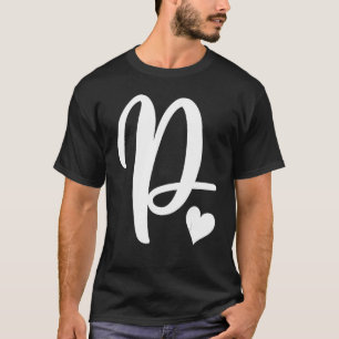 witte letter P monogram initiaal minimalistisch ha T-shirt