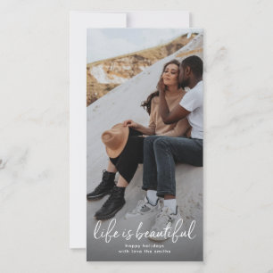 Witte Lettering Vakantie Kerst Foto Kaart