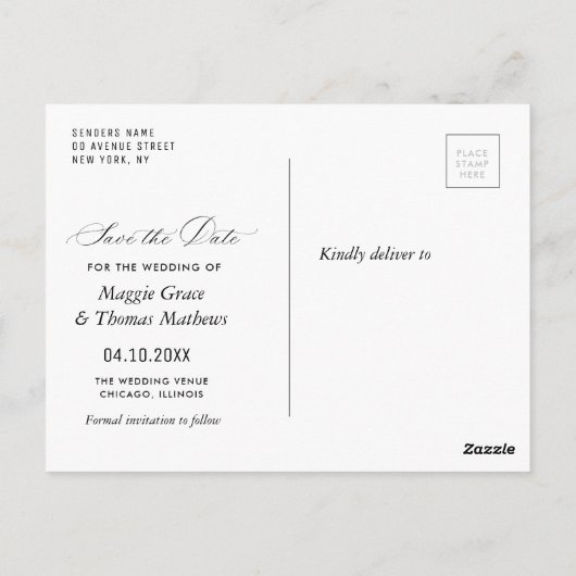 witte letters redden de datum bruiloft briefkaart (Achterkant)