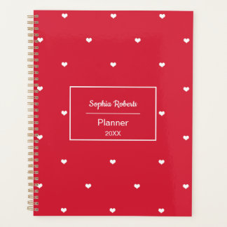 Witte liefdeshartjes rood patroon planner