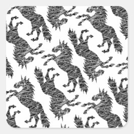 Witte Lijnen Eenhoorn Vierkante Sticker