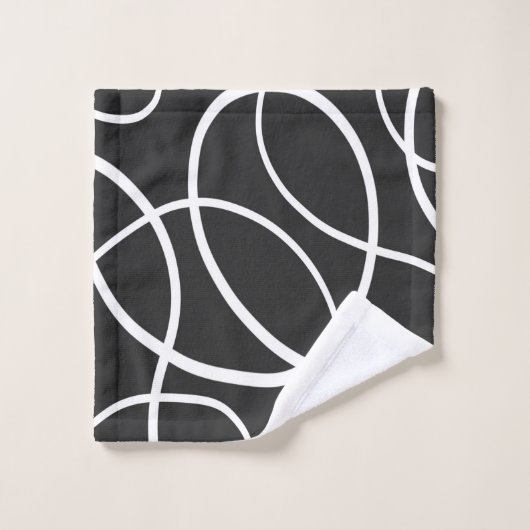 Witte lijnen tegen zwarte achtergrond bad handdoek (Wasdoekje)