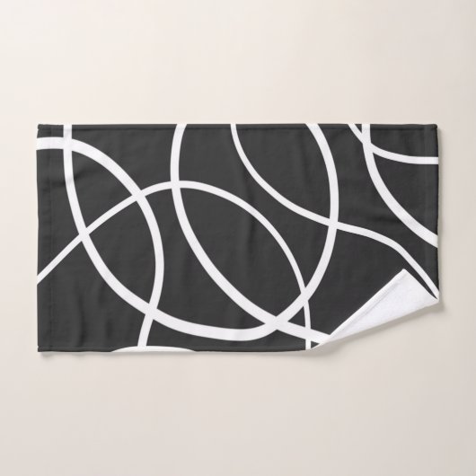 Witte lijnen tegen zwarte achtergrond bad handdoek (Handdoek)