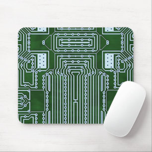 Witte lijnenpatroon voor groene computercircuits muismat