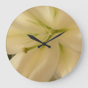 Witte Lillum Bloem Foto Ronde (Grote) Wandklok Grote Klok