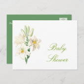 witte lilly bloemen baby shower briefkaarten (Voorkant / Achterkant)