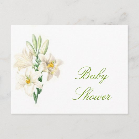 witte lilly bloemen baby shower briefkaarten (Voorkant)