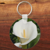 Witte Lily-bloem Sleutelhanger (Voorkant)