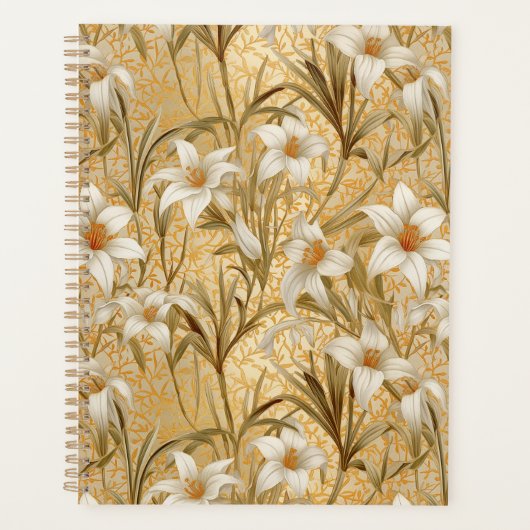Witte Lily Chiyogami Planner (Voorkant)