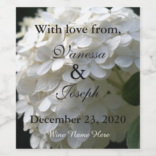 Witte Limoen Hydrangea bruiloft Dank u Wijn Etiket (Enkel label)