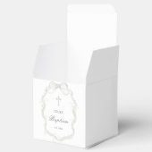 Witte lint baby's adem doop kubus bedankdoosjes (Geopend)