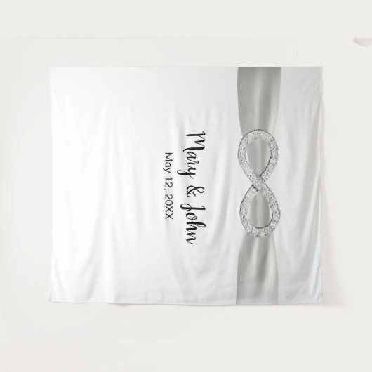 Witte lint diamant oneindigheid trouw achtergrond wandkleed (Voorkant (horizontaal))