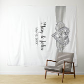 Witte lint oneindigheid hart trouw achtergrond wandkleed (In Situ (horizontaal))