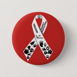 Witte lint ronde button 5,7 cm
