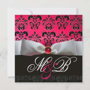 WITTE LINT ROZE ROOD ROBIJN ZWART DAMAST MONOGRAM KAART