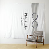 Witte lint zilver oneindig trouw achtergrond wandkleed (In Situ (horizontaal))