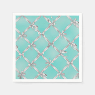 Witte linten Turquoise Robin's Ei Blauw Bruiloftsf Servet