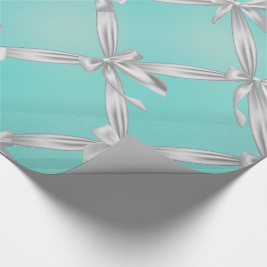 Witte linten Turquoise Robins Ei Blauwe Bruiloft F Cadeaupapier (Hoek)