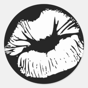 Witte lippen ronde sticker