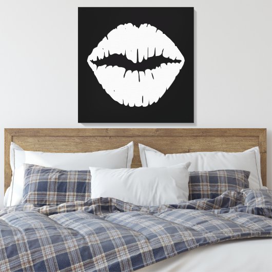 Witte lipstick canvas afdruk (Insitu (Slaapkamer))