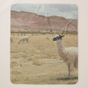 WITTE LLAMA OP BROWN GRASS SHERPA DEKEN