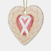 Witte longkanker lint # 2 uit het hart - SRF Keramisch Ornament (Links)