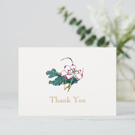 Witte Lotus Bloem Dank u Kaart (Staand voorkant)