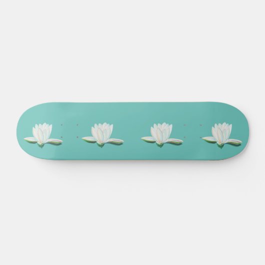 Witte Lotus Bloem illustratie Calm Mint Groen Skateboard (Horizontaal)