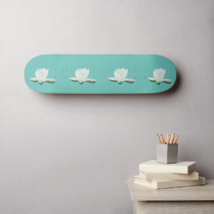 Witte Lotus Bloem illustratie Calm Mint Groen Skateboard