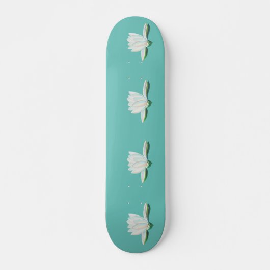 Witte Lotus Bloem illustratie Calm Mint Groen Skateboard (Voorkant)