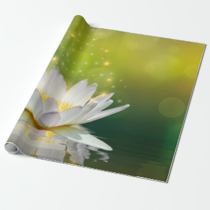 Witte Lotus Bloem Landschap, Zen Cadeaupapier