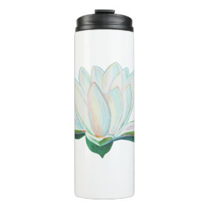 Witte Lotus Bloem met lichtgevende kleuren Thermosbeker