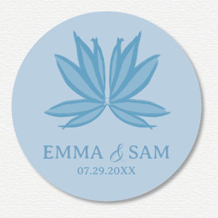 Witte Lotus bruiloft Ronde Sticker