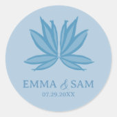 Witte Lotus bruiloft Ronde Sticker (Voorkant)