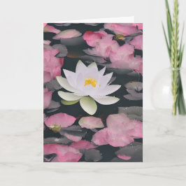 Witte Lotus en roze Cherry Blossom op papier Kaart