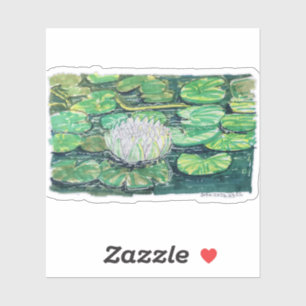 Witte Lotus en Waterlelies Sticker