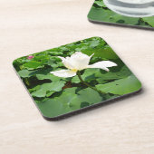 Witte Lotus Flower Bier Onderzetter (Linkerzijde)