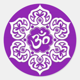 Witte Lotus Flower Om Paars Ronde Sticker