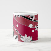 Witte Lotus Flowers op rode strepen Extra Grote Mok (Voorkant)