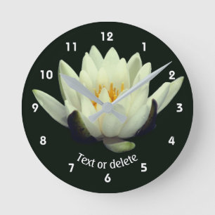 Witte Lotus Lelie Bloem Gepersonaliseerd Ronde Klok