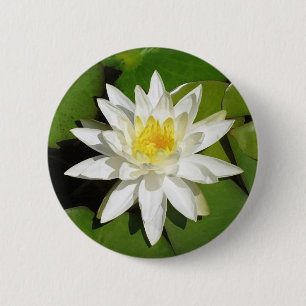 Witte Lotus Ronde Button 5,7 Cm