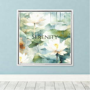 Witte Lotusbloemen Groene Sereniteit Canvas Afdruk