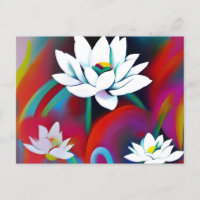 Witte lotusbloemen op een kleurrijke achtergrond