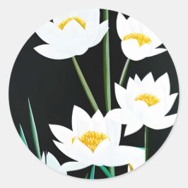Witte lotusbloemen ronde sticker