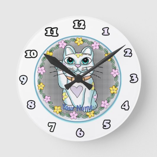 Witte Lucky Cat klok (Voorkant)