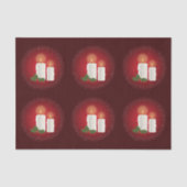 Witte, luie kerstkaarsen op rood met Holly Tissuepapier (Voorkant)