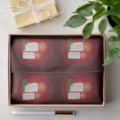 Witte, luie kerstkaarsen op rood met Holly Tissuepapier (Geschenk)