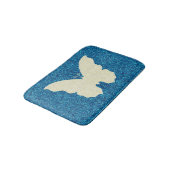 Witte luiken vlinder met blauw glitter bath mat (Gekanteld)