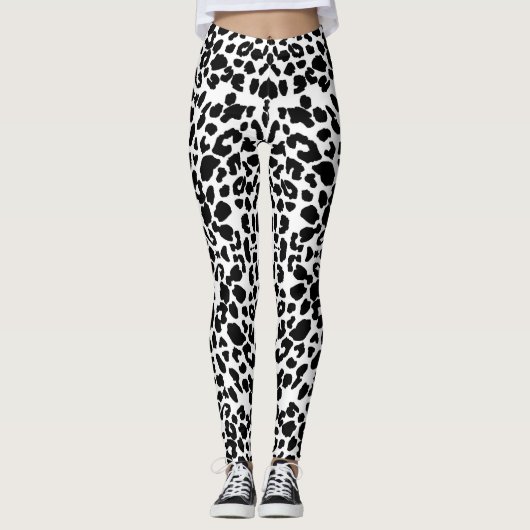 Witte luipaardprint leggings (Voorkant)