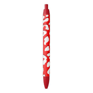 Witte Luipaardprint Rood Zwarte Inkt Pen